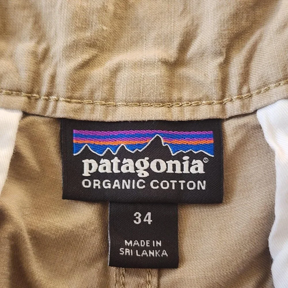 Patagonia Shorts Mens 34 Khaki All Wear Hemp Organic Cotton Chino Flat Front